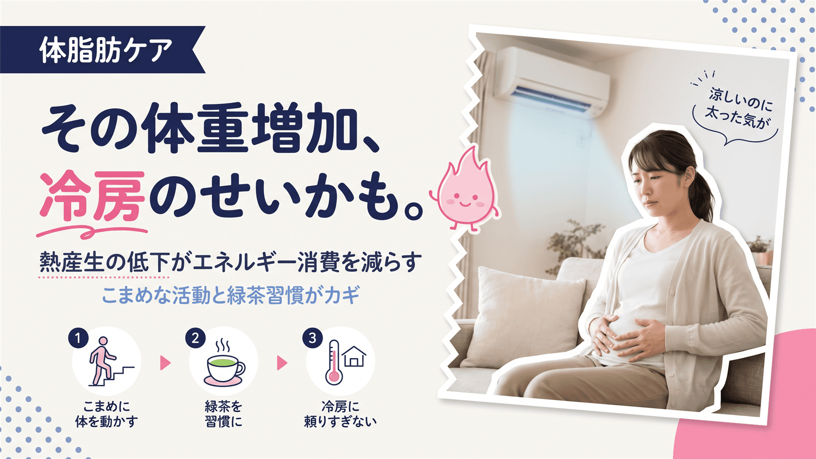 夏なのに太ってしまいます。冷房と基礎代謝の関係や、エアコン生活でも太らないコツを教えてください。