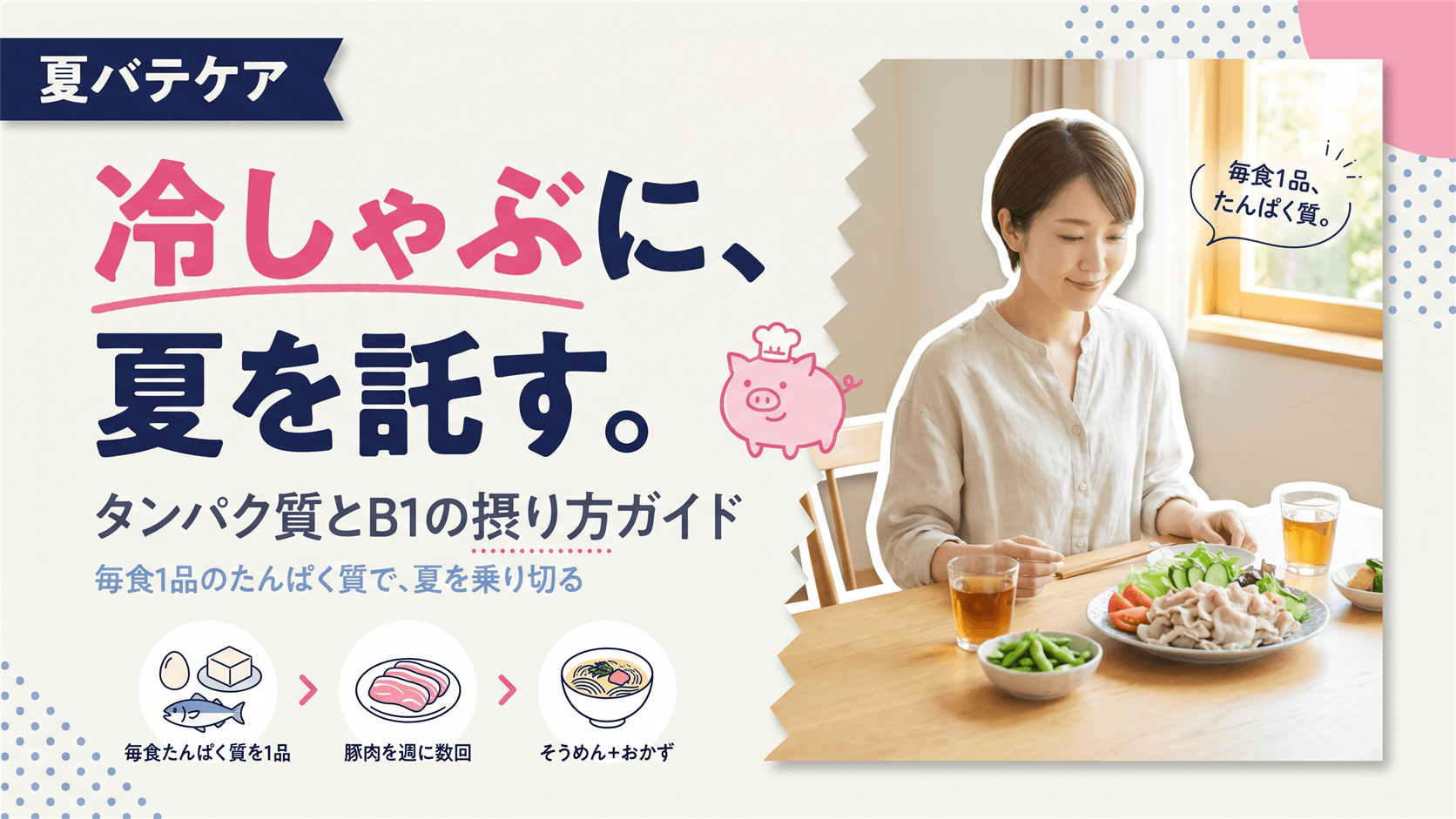 夏バテ予防に必要なタンパク質とビタミンB1は1日にどれくらい摂ればよいですか?不足するとどうなるか教えてください。