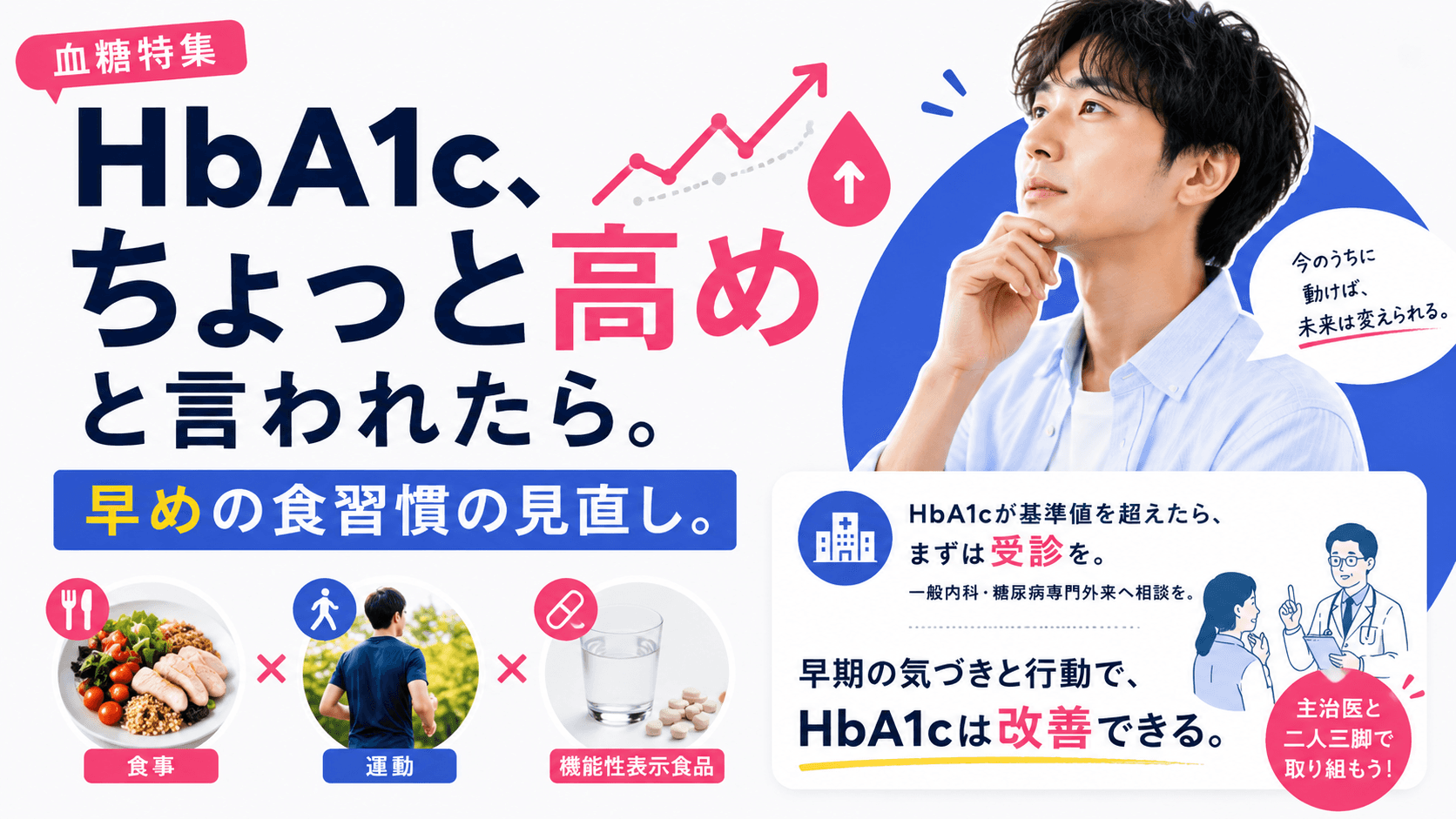 健診でHbA1cが少し高いと言われました。治療以外に、血糖値対策の機能性表示食品も試してよさそうでしょうか?