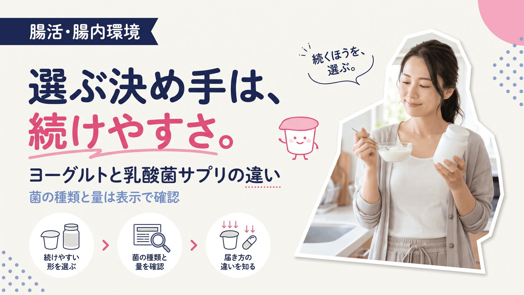 ヨーグルトと乳酸菌サプリは腸活効果でどう違いますか?