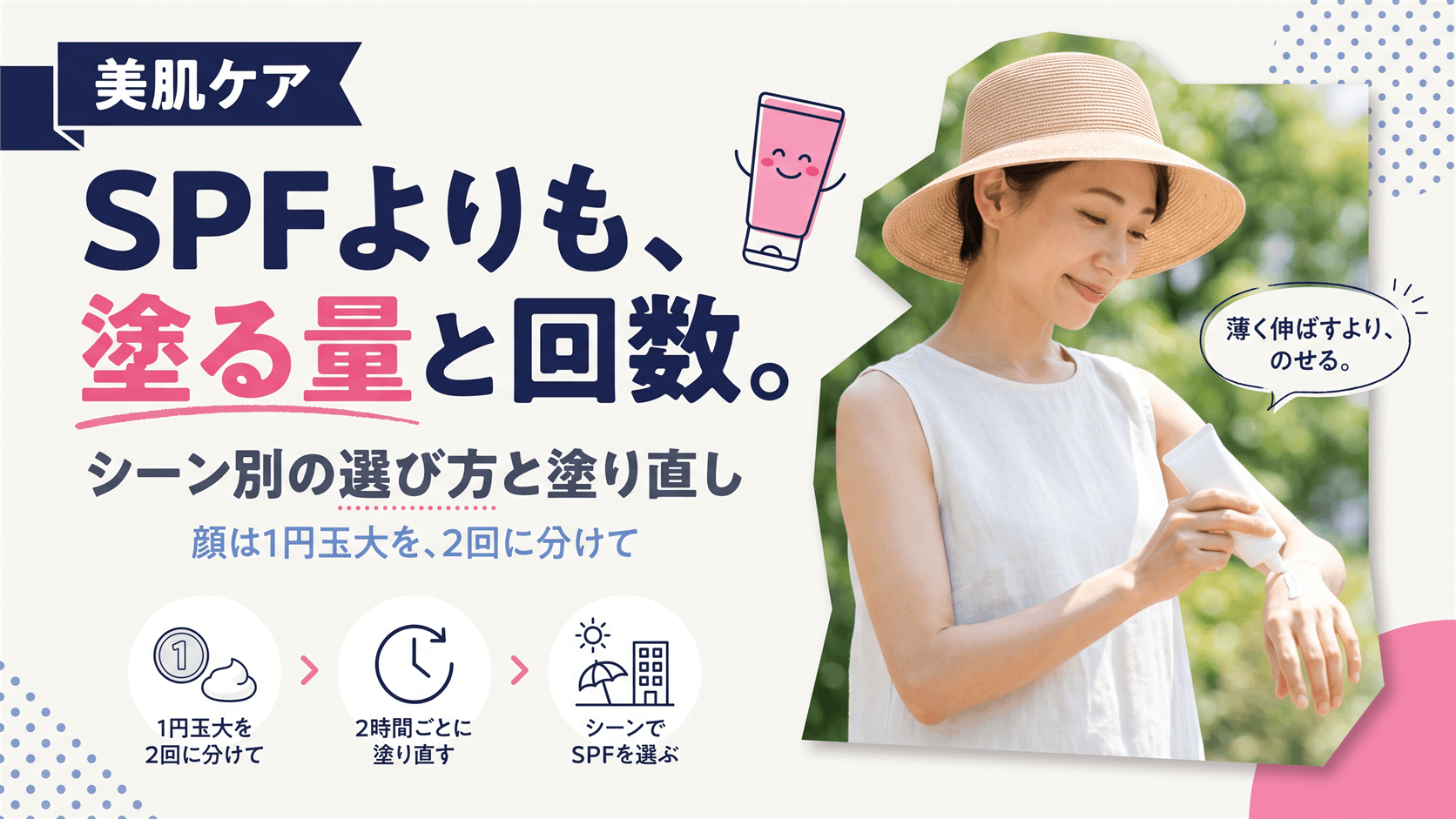 日焼け止めの「SPF・PA」はどこまで必要ですか?シーン別の選び方と塗り直し頻度の目安を教えてください。