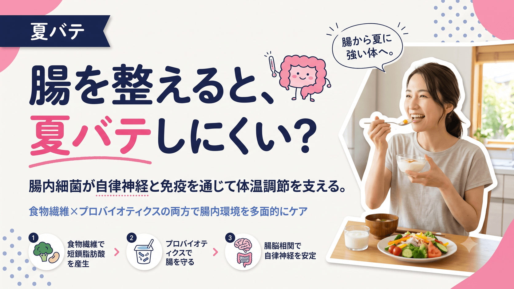腸内環境が整っていると夏バテしにくいと聞きますが、本当ですか?腸と体温調節の関係を教えてください。