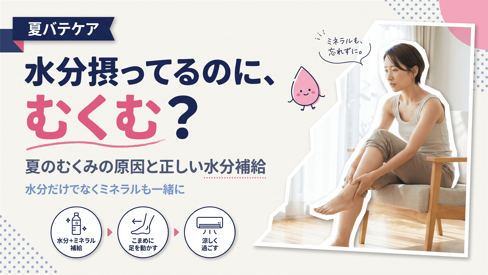 夏バテのときにむくみが出るのはなぜですか?水分を摂っているのに足がパンパンになる理由と対策を教えてください。