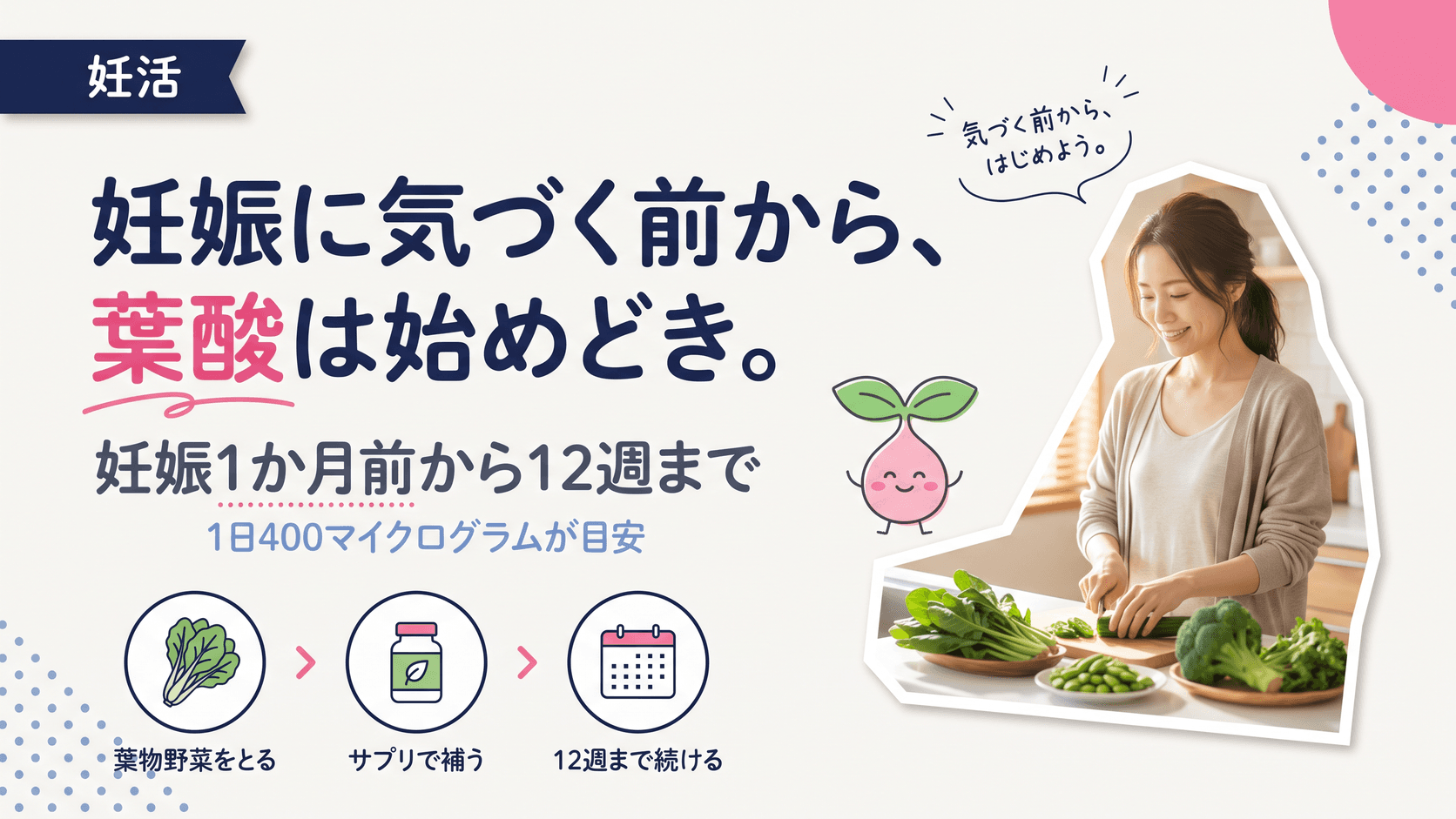 葉酸はいつから・どれくらい摂ればよいですか?多い食べ物も教えてください
