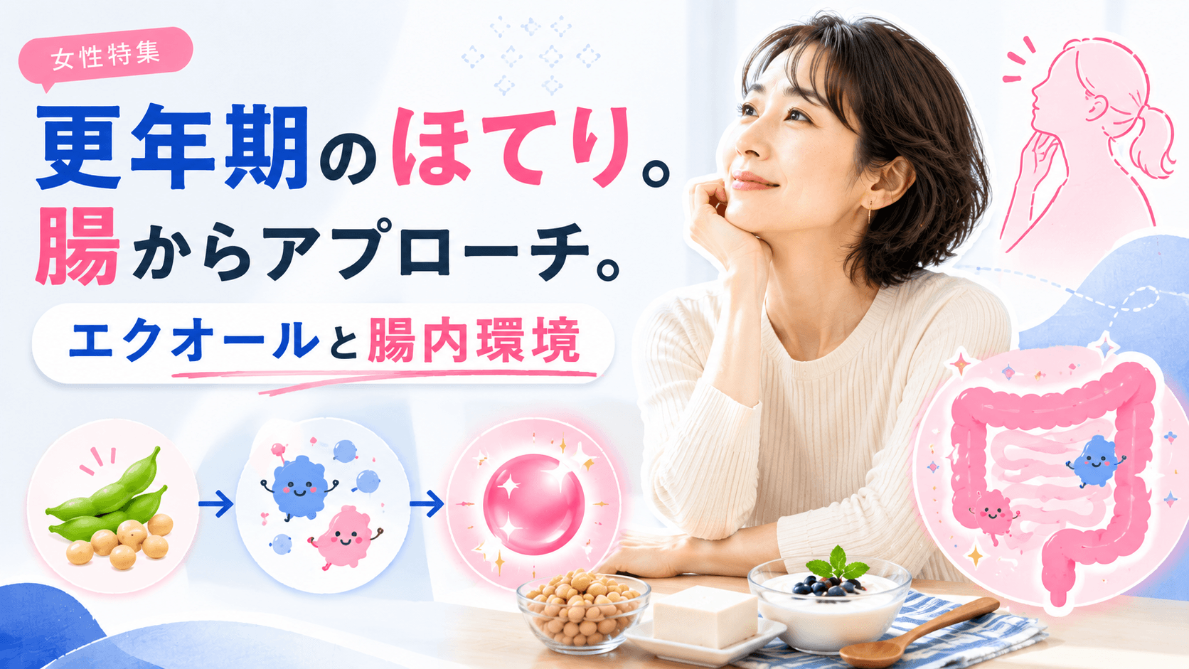 更年期のほてり・のぼせがつらいです。エクオールという成分がよいと聞きましたが、腸内環境と関係しますか?