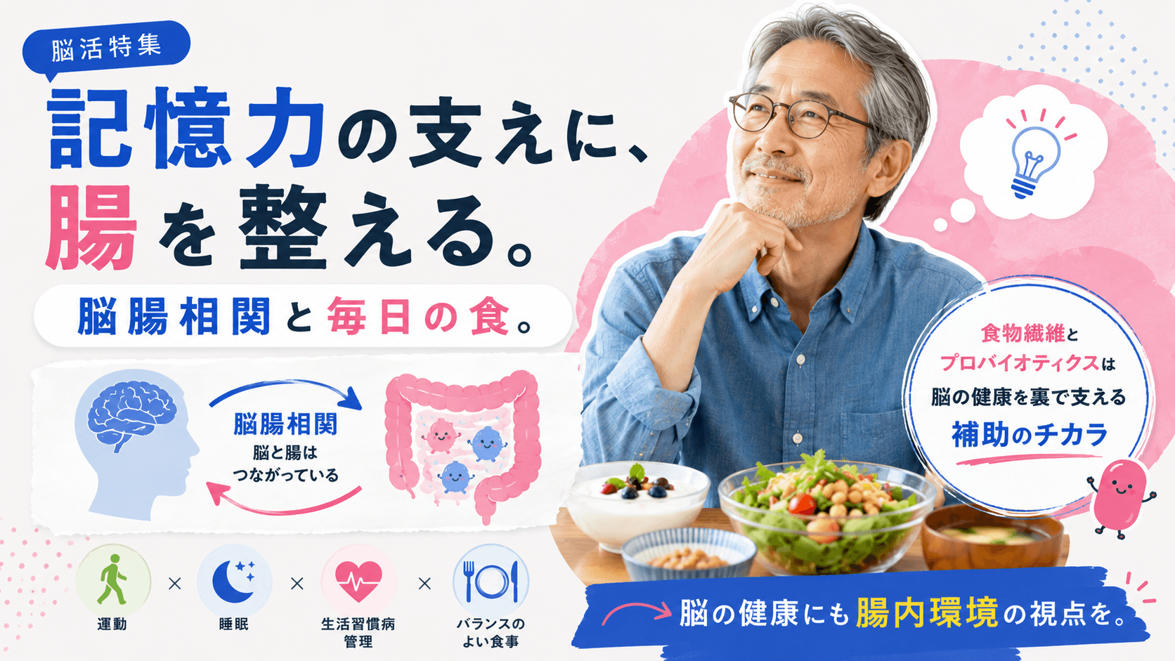 記憶力の低下が気になり始めました。脳の健康に腸内環境は関係しますか?食事や乳酸菌で予防できますか?