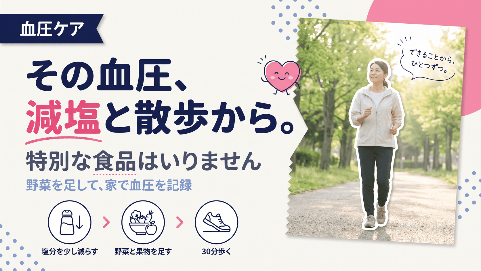 血圧が気になるとき、食事・生活習慣でできることを教えてください。
